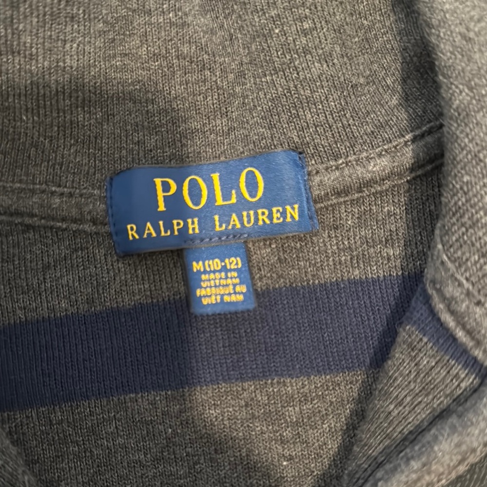 Ralph Lauren Gray and Navy Striped Pullover Boys Sweater - Picture 3 of 3
